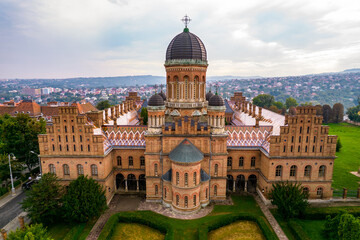 Fototapeta na wymiar Aerial view of the ancient university - Chernivtsi National University