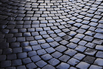 Cobblestone Street in Rome, Piazza Navona Area, Italy