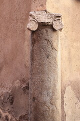 Wall with Old Column in Rome, Italy