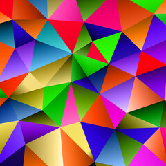 Polygonal rainbow mosaic background. Abstract low poly vector illustration. Triangular pattern in halftone style. Template geometric business design with triangle for poster, banner, card, flyer
