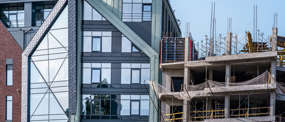 construction of a modern high-rise building
