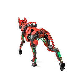 cyber dog in white background rear view