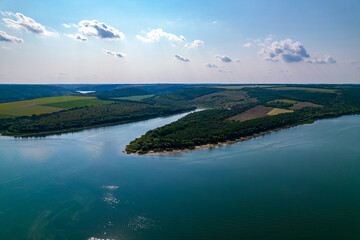 Obraz premium Aerial view of the Dniester river