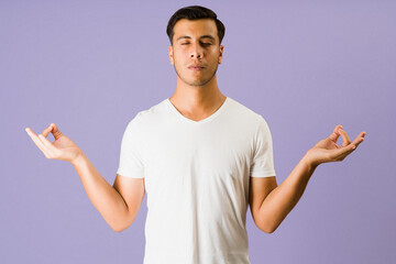 Zen latin man doing a meditation