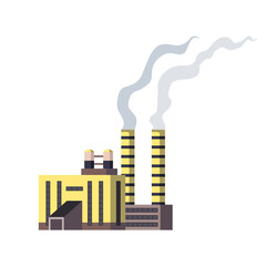 Obraz premium Factory industrial. Manufactory industrial building refinery factory or nuclear power station. Complex of chemical plant buildings isolated on white background