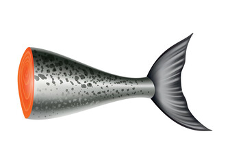 Salmon fish. Part of the carcass isolated on white background. Raw seafood  illustration. Realistic product of healthy nutrition
