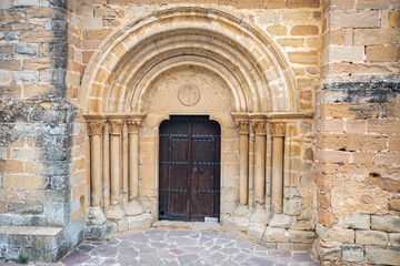 Medieval Arch Doorway Entrance into Church San Andrés along the Way of St James Pilgrim Trail...