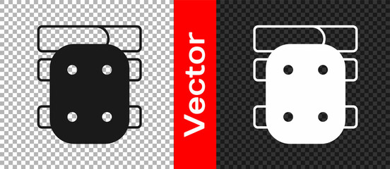 Black Knee pads icon isolated on transparent background. Extreme sport. Skateboarding, bicycle, roller skating protective gear. Vector