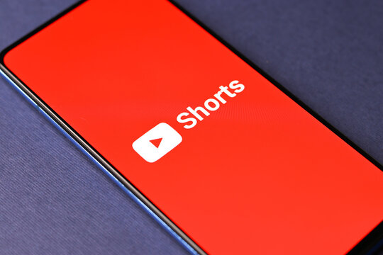 Assam, india - December 20, 2020 : YouTube Shorts logo on phone screen stock image.