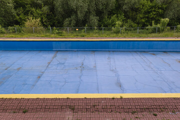 Empty swimming pool on Wal Miedzeszynski Street in Warsaw, capital of Poland