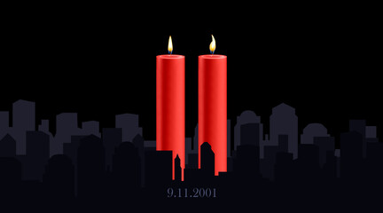 Patriot Day. Illustration of the Twin Towers as symbol of remembrance of tragedy 11 september 2001.
