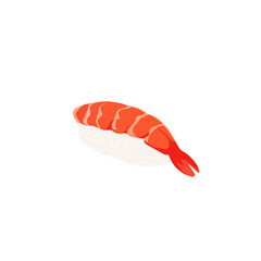 Shrimp nigiri sushi vector illustration on transparent background isolated, white background, ebi nigiri illustration vector, cooked shrimp, shrimp and rice, japanese food