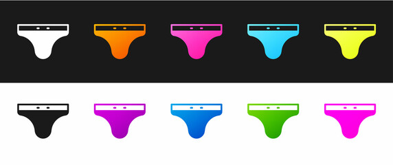 Set Swimming trunks icon isolated on black and white background. Vector