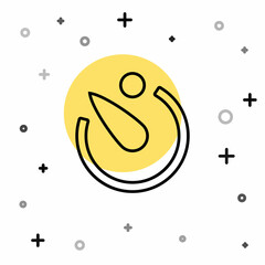 Black line Camera timer icon isolated on white background. Photo exposure. Stopwatch timer seconds. Random dynamic shapes. Vector