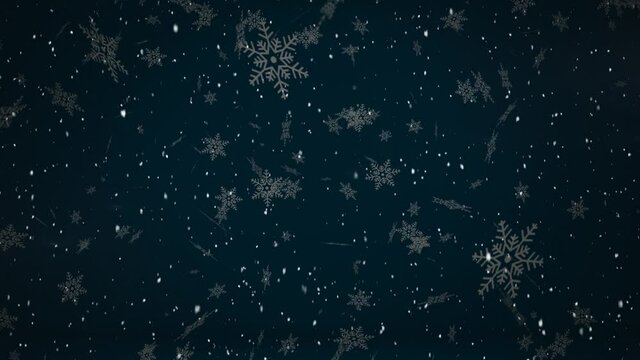 Animation of snow falling on blue background