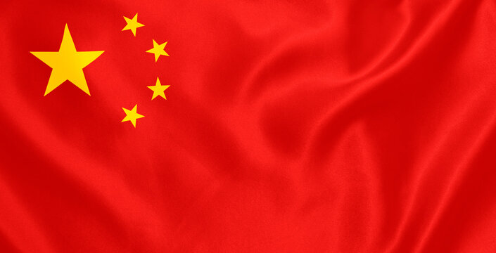 china flag waving close up