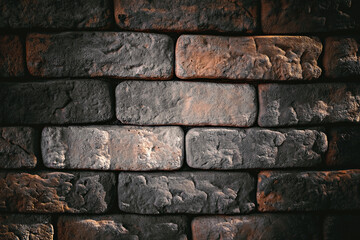 grungy bricks texture background. modern loft style rough texture. aged rough bricks wall template for text and design