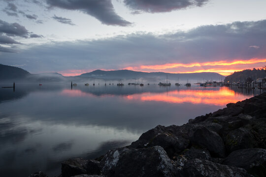 Sunrise over Cowichan Bay, Vancouver Island, British Columbia, Canada