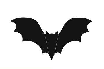 Black bat made of paper, halloween template, isolated on white background