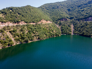 Aerial view of The Vacha (Antonivanovtsi) Reservoir, Region, Bulgaria