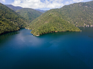 Aerial view of The Vacha (Antonivanovtsi) Reservoir, Region, Bulgaria