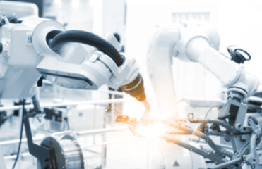  Technical Industrial Engineer control robotics with monitoring system software, Automation robot arm.Welding robotics and digital manufacturing operation.factory automotive industrial concept