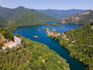 Aerial view of The Vacha (Antonivanovtsi) Reservoir, Region, Bulgaria