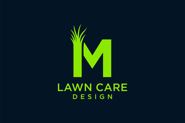 Letter M with Grass Logo template vector icon illustration design