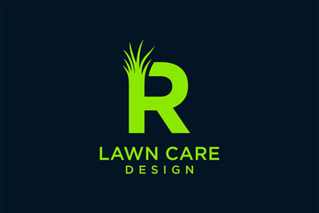 Letter R with Grass Logo template vector icon illustration design