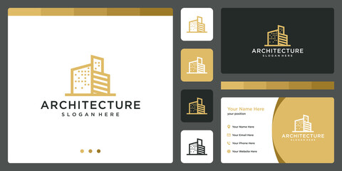 architectural building logo with real estate logo design template. icons for real estate businesses, buildings, luxury businesses. premium Vectors. business card.