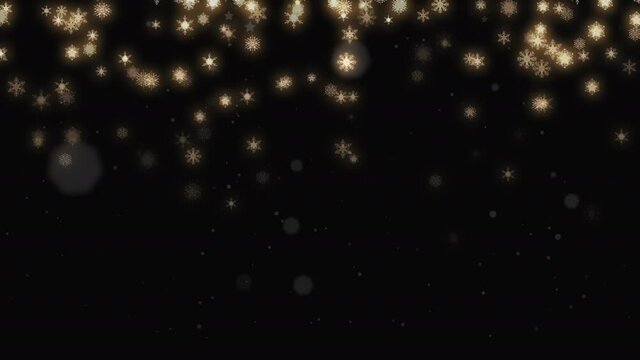 Animation of snowflakes over black background