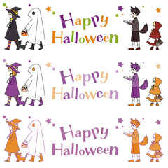 ヘッダー3色セット_ハロウィンの子供たち