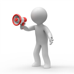 3d man with a loudspeaker