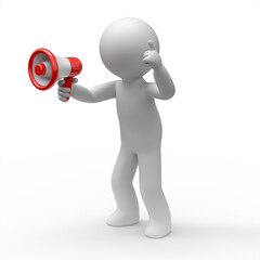 3d man with a loudspeaker