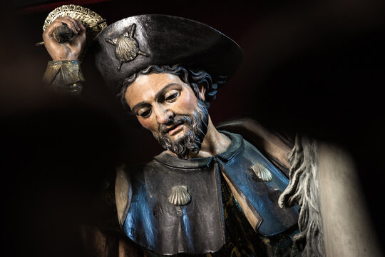 SANTIAGO DE COMPOSTELA, SPAIN - MARCH 21, 2015: Sculpture of Santiago Matamoros - St James the Moors-Slayer - in the Cathedral of Santiago