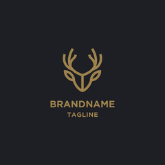 Head deer line logo design. Premium logo template
