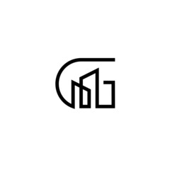 initial letter g construction monogram logo design. minimal vector graphic alphabet template. home house apartment real estate symbol icon.