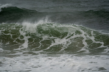 big waves breaking on the beach