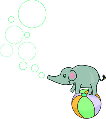Elephant in colored ball, releasing bubbles