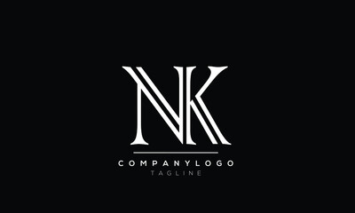 Abstract Letter Initial NK KN Vector Logo Design Template