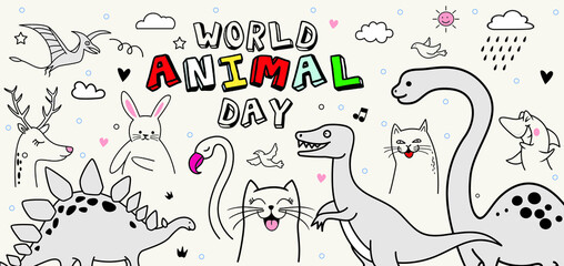 Obraz premium World Animal Day on October 4. Vector illustration.