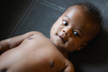 Close up of handsome African American baby