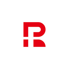 letter rf red negative space geometric simple logo vector