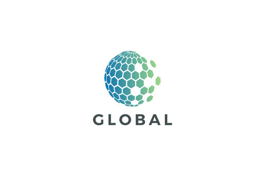 Global network technological modern logo