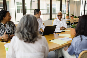Diverse small business having team meeting