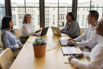 Diverse small business having team meeting