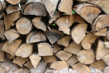 Fototapeta premium close up of chopped up logs to be used as firewood