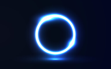 Naklejka premium Circle neon lights illustration background