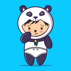 Cute and Adorable Panda Mascot Cartoon Illustration