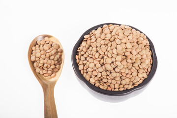 Very Healthy Food; Raw Brown Lentils Heap